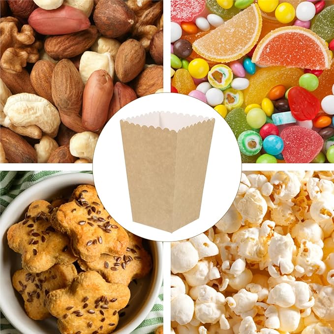 BESTOYARD 50Pcs Paper Popcorn Boxes, 5.3 X 3.5 Inch Individual Serving Snack - Image 2