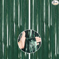 PartyWoo Green Streamers Backdrop 2pcs Green Tinsel Foil Fringe Streamer by PartyWoo