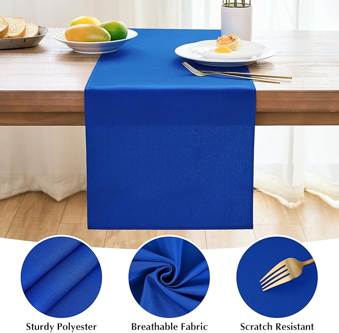 2 Pack Blue Long Table Runner 12 x 108 Inch Solid Color Farmhouse Runners - Image 4