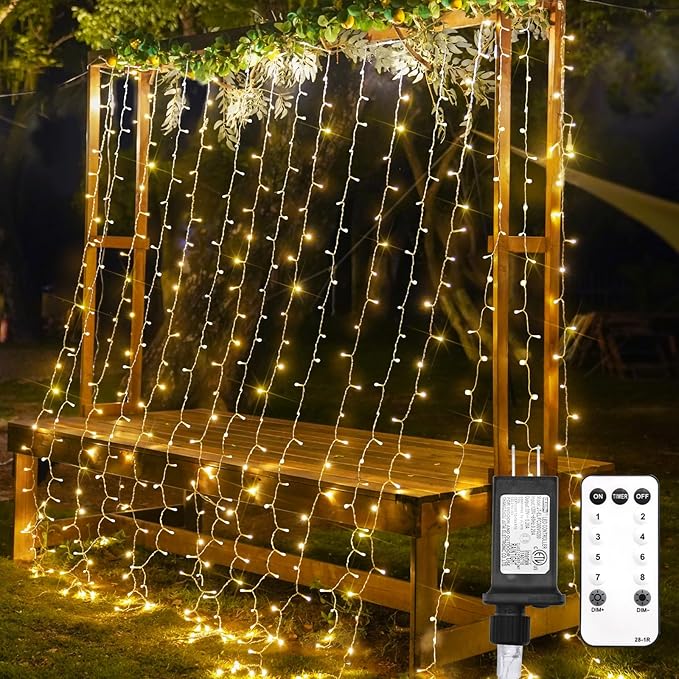 suddus Curtain Lights for Bedroom, 300 Led 9.8x9.8ft Hanging String Lights by SUDDUS