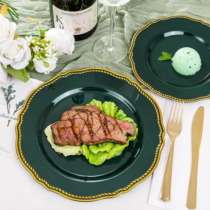 Hioasis 60pcs Green Plastic Plates - Image 3