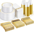 NOCCUR 700PCS Gold Disposable Dinnerware Set by NOCCUR