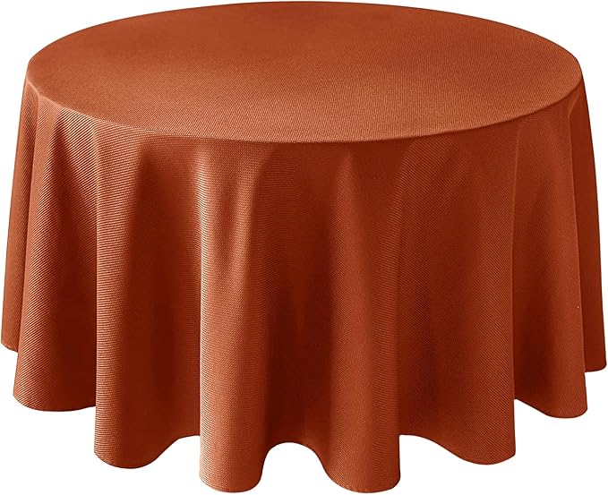 Biscaynebay Fall Tablecloth Textured Fabric Round Tablecloths 90", Rust by Biscaynebay