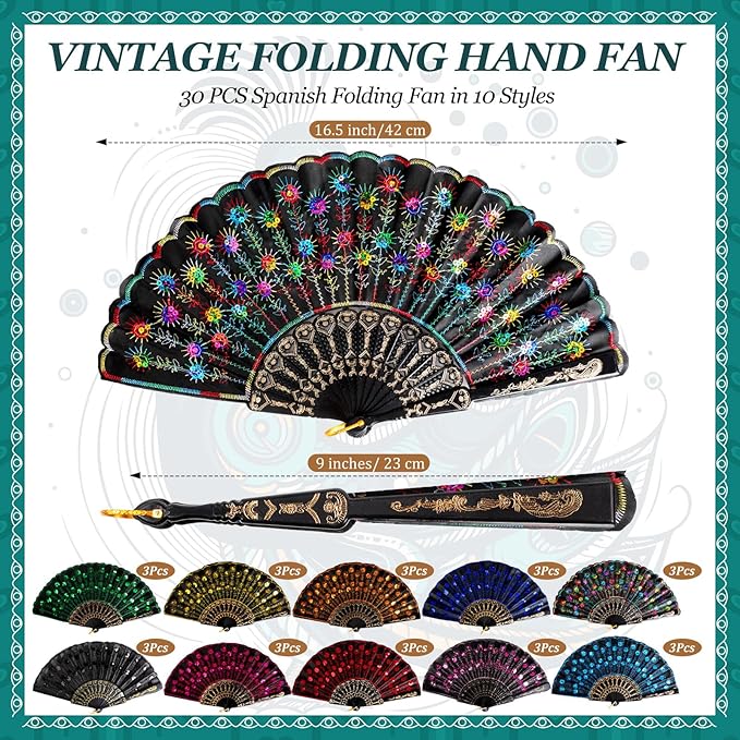 Geetery 30 Pcs Folding Hand Fan - Image 3
