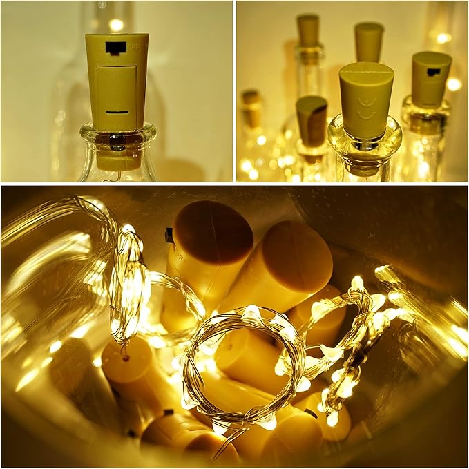 Wine Bottle Cork Lights 15Pack 10 LED/ 40 Inches Battery Operated Cork Shape - Image 4