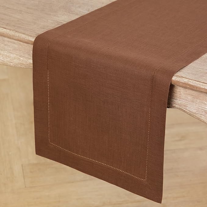 Solino Home Linen Brown Table Runner 120 Inches Long - Image 2