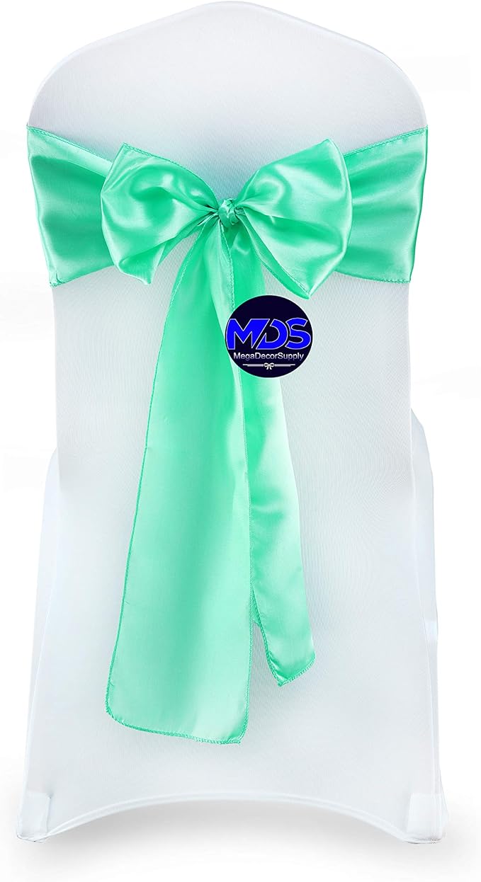 MDS Pack of 10 PCS Satin Chair Sashes Charmeuse Sateen Dining Chair Bows Ribbon - Image 4