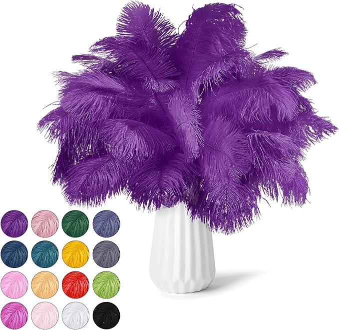 NEWONG 30pcs Purple Ostrich Feathers Natural Bulk 8-10inch Vase Craft Wedding by NEWONG