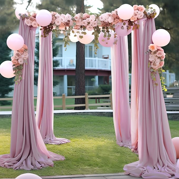 Arch Drapes for Wedding Arch Draping Fabric Dusty Rose Sheer Backdrop Curtain - Image 6