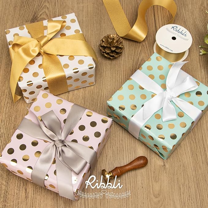 Ribbli Birthday Wrapping Paper Polka Dots Gift Wrap - Image 4