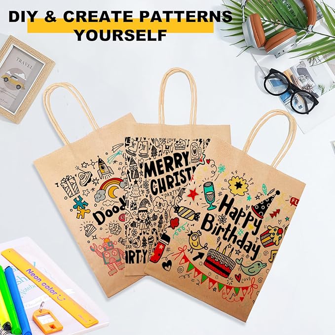 BAG BOX 25 Pack 5.9x3.1x8.25 Inch Brown Gift Bags - Image 5