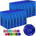 Blue Streamers Party Decorations, 2 Packs Blue Table Skirts Metallic Foil by WIEPENGLNA