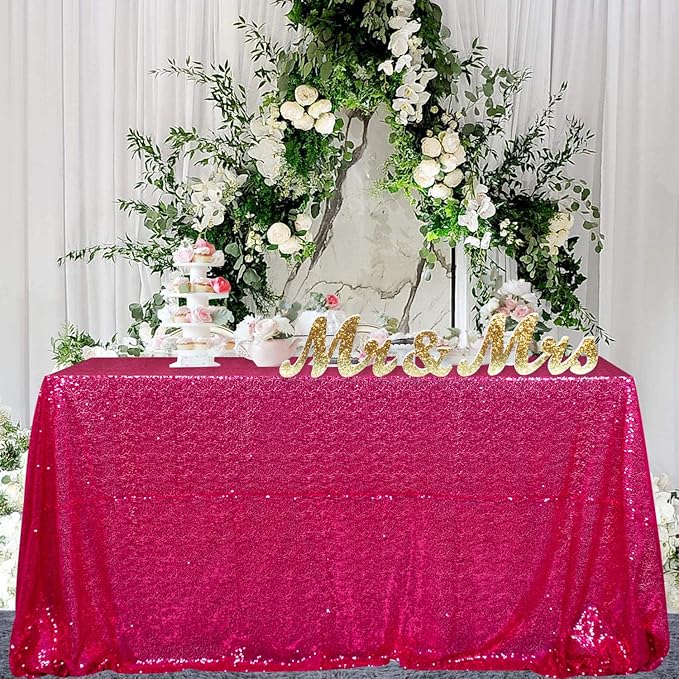 ShinyBeauty Sequin Tablecloth 72x72-Inch Hot Pink Square Sequin Table Cover - Image 7