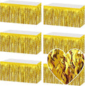 6 Pack 29x108 Inch Gold Wave Foil Fringe Table Skirts Metallic Banner by Mebiornt