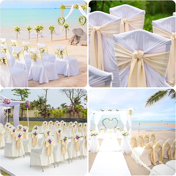 50 PCS Satin Chair Sashes Bows Universal Chair Ribbon Ties Back Sash - Image 7