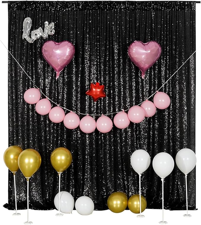 Poise3EHome Black Sequin Backdrop, 20Ft x 10Ft Glitter Photography Background - Image 8
