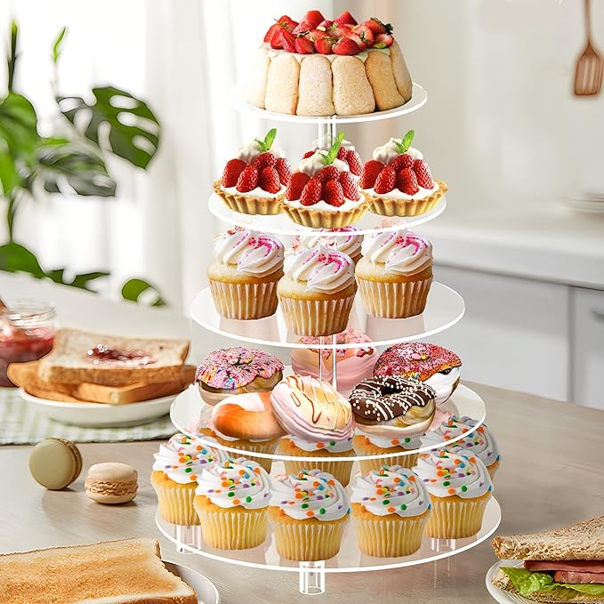 Cupcake Stand for 50 Cupcakes, 5 Tier Cupcake Holder, Acrylic Cupcake Stand - Image 4