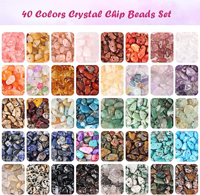 QUEFE 720pcs Crystal Chips Beads Ring Making Kit, 40 Colors Crystal Chips and - Image 2