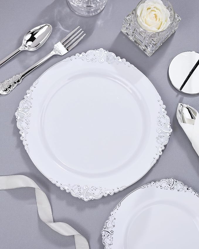 Nervure 350PCS Silver Plastic Plates - Image 6