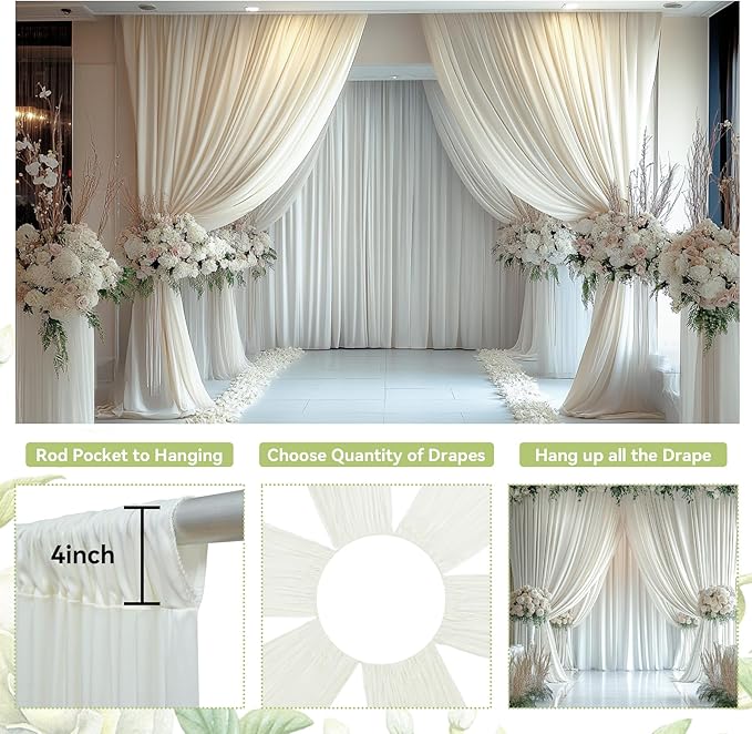 PartyVillage 10ft×15ft Ivory Backdrop Curtain - Image 5