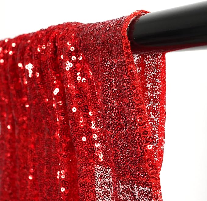 Poise3EHome 2Pcs 2Ft x 8Ft Red Sequin Backdrop Curtains, Glitter Photography - Image 5