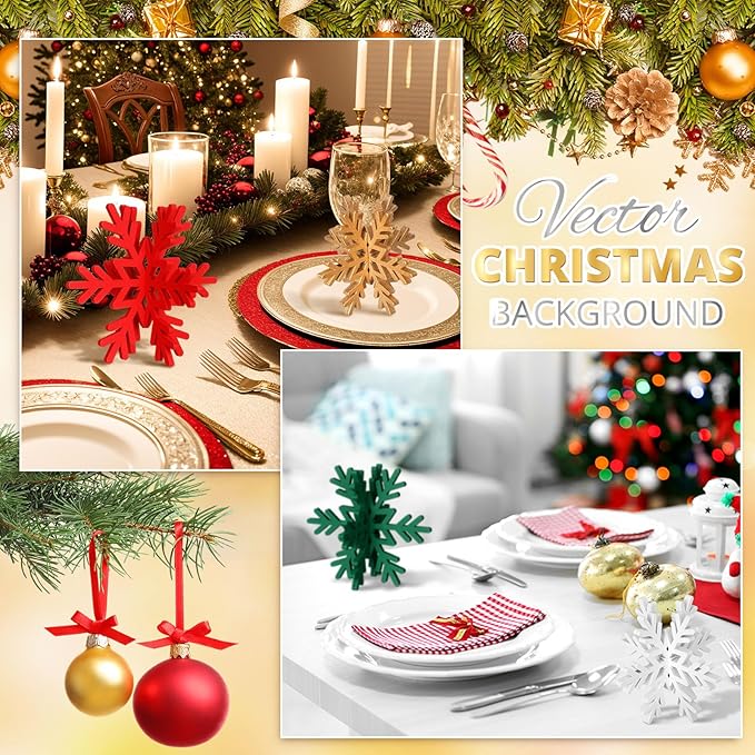 Bucherry 12 Pcs Wooden Snowflake Table Decor 3D Snowflake Tabletop Signs and - Image 5