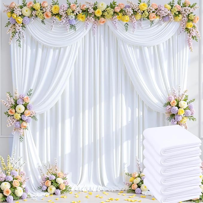 30ftx10ft Wrinkle Free White Backdrop Curtains by CO-AVE
