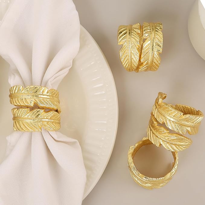Gold Napkin Rings, Napkin Ring Set of 12, Napkin Holders - Image 3