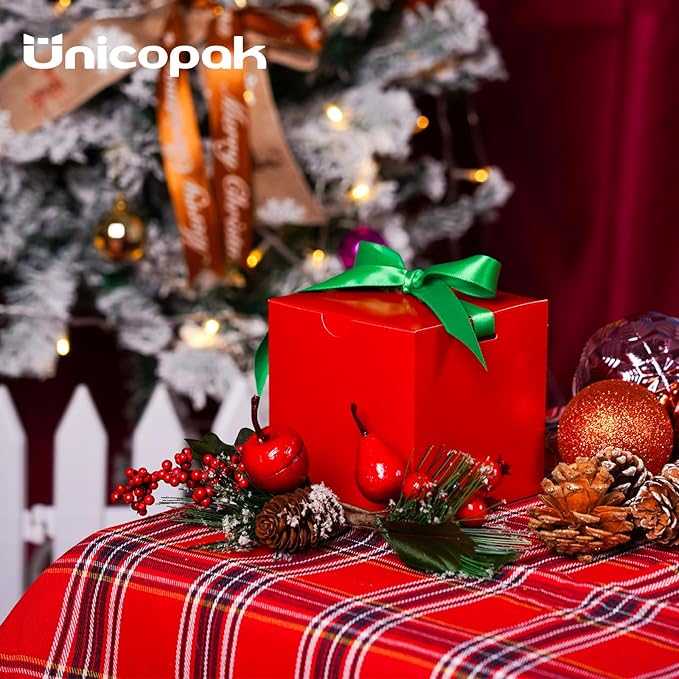 UnicoPak 50 Pack 4x4x4 Christmas Red Gift Boxes - Image 5