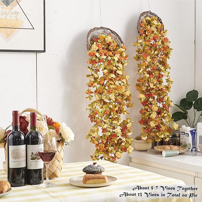 8 Pcs x 8.2 ft Flower Garland Artificial Rose Vine Flowers - Image 3