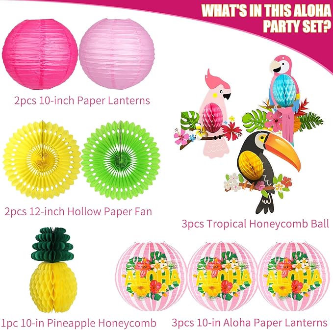 Luau Party Decorations, Aloha Paper Lanterns Tropical Parrot Birds Tissue Paper - Image 4