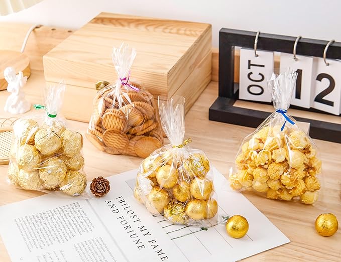 LOKIQNG Cellophane Bags Plastic Treat Bag Clear Cookie Candy Bags - Image 6