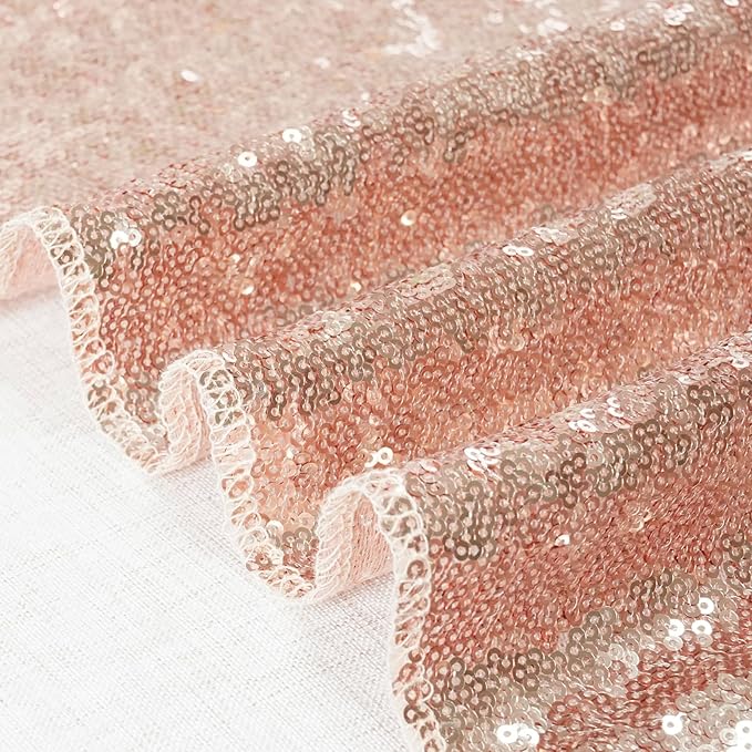 Eternal Beauty Rose Gold Sequin Backdrop, 20x10 Ft Glitter Background Curtains - Image 8