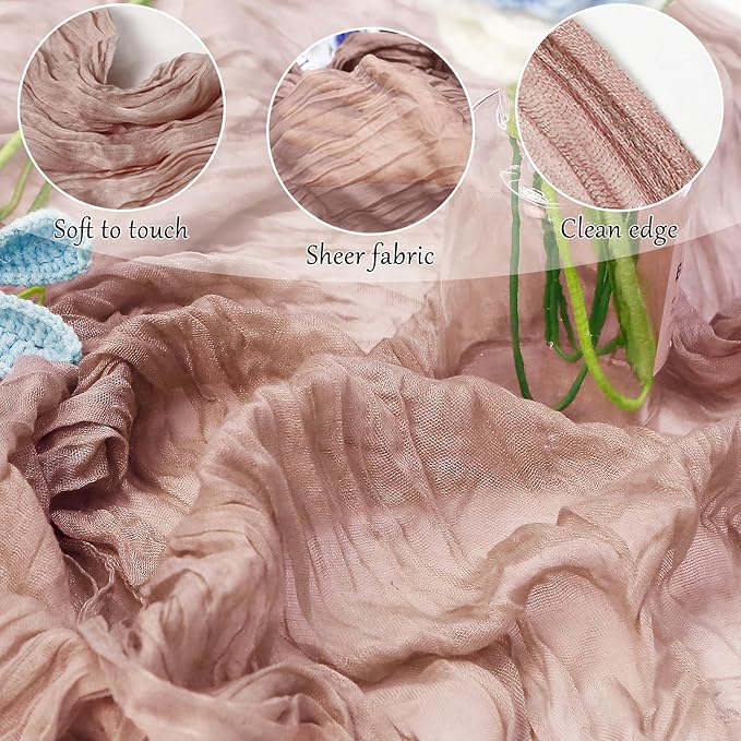 6-Pack Dusty Pink Cheesecloth Table Runners – 10FT Boho Rustic Gauze Fabric - Image 4