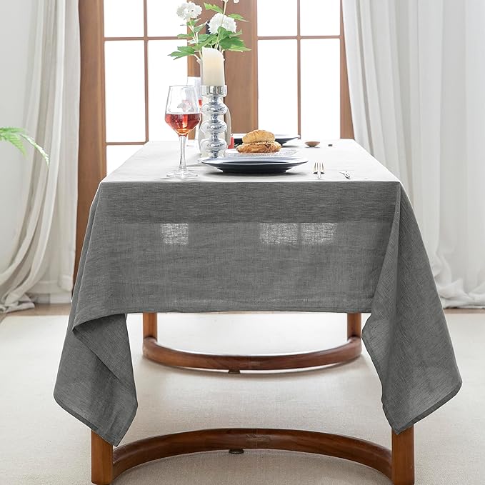 EVERLY 100% Pure Linen Rectangle Tablecloths 60x84Inches - Image 3
