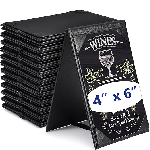 Gerrii Leatherette Table Tents Black PU Leather Menu Covers Bulk Double Sided by Gerrii