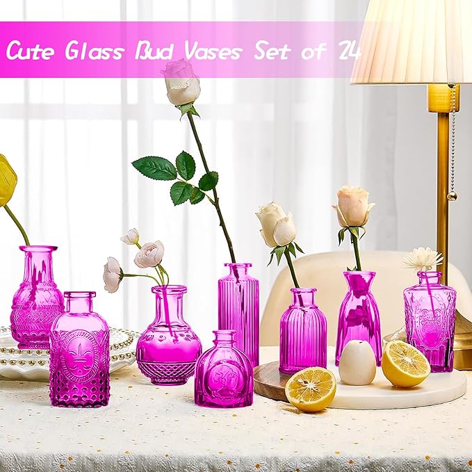 Glass Bud Vases Set of 24, Mini Glasses in Bulk, Small Flower Design - Image 4