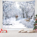 QGHOT Winter Tapestry Wall Hanging, Snow Scene Backdrop Winter Wonderland Wall by QGHOT