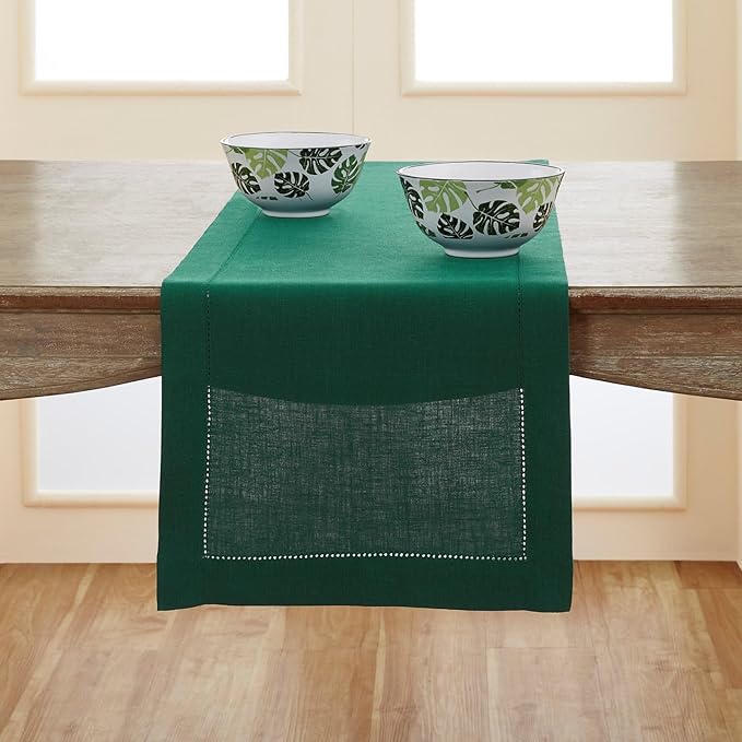 Solino Home Linen Rainforest Green Table Runner 132 Inches Long by SolinoHome