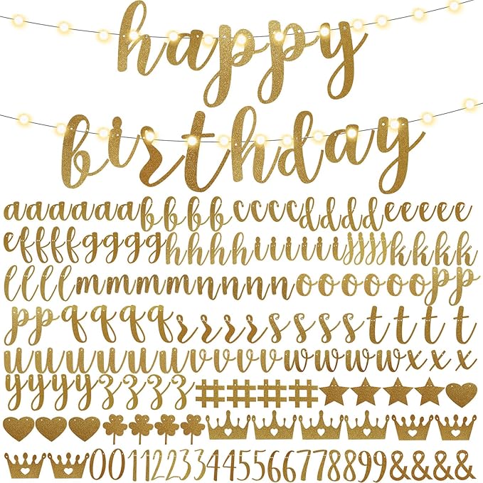 TaoBary 167 Pcs DIY Banner Kit Happy Birthday Glitter Banner Customizable by TaoBary