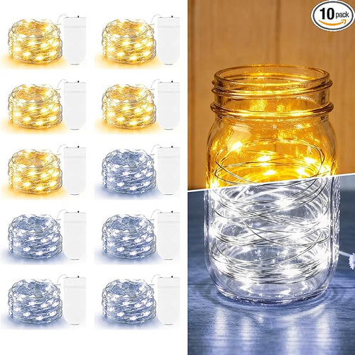 10 Pack Fairy Lights Battery Operated - 7ft 20 LED Twinkle Lights Copper Wire by AOZOPE