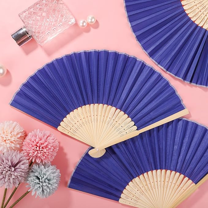 Aneco 18 Pieces Handheld Fans Cloth Hand Fans Bamboo Folding Fans - Image 4