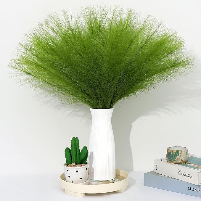 Green Pampas Grass Decor 30 Pcs 21.7 Inch Faux Pampas Grass Bulk Artificial by Unknown