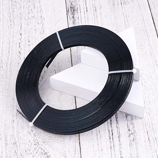 Fashewelry 32.8Ft 5mm Aluminum Flat Wire Black Bendable Metal Craft Wire Strip - Image 4