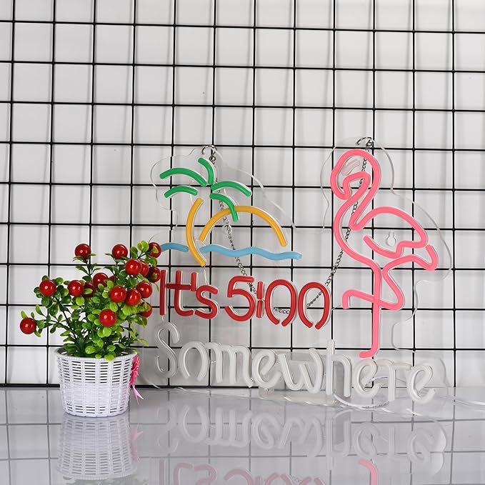 Flamingo Its 5 00 O'clock Somewhere Neon Sign - Image 5