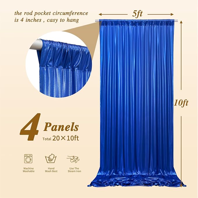 20ftx10ft Royal Blue Sequin Backdrop Curtain Panels - Image 4