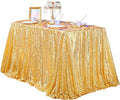 QueenDream Gold Table Cloth Party Decorations: Sequin Fabric 90x90 Inch Sparkle by QueenDream