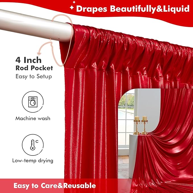 20x10ft Shimmer Red Sequin Backdrop Curtain - Image 3