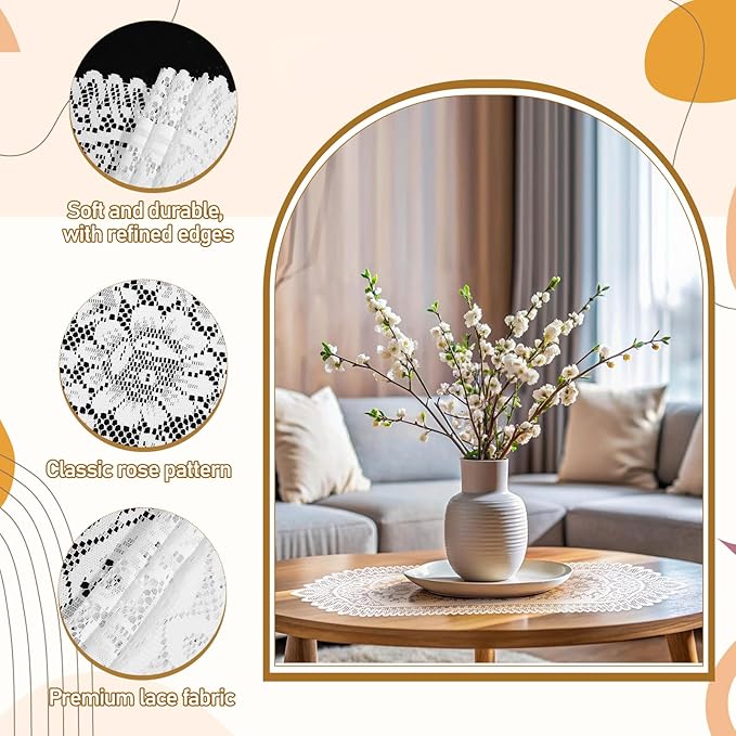 6 Pack Crochet Lace Table Runner White Lace Doilies - Image 3