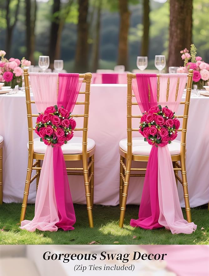 BLOSMON Pink Roses Artificial Flowers: 6 Pcs Hot Pink Fake Flower Balls - Image 5